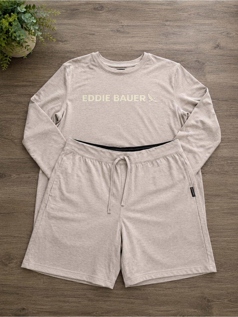 Eddie Bauer Kids Light Beige Two-Piece Pajama Set